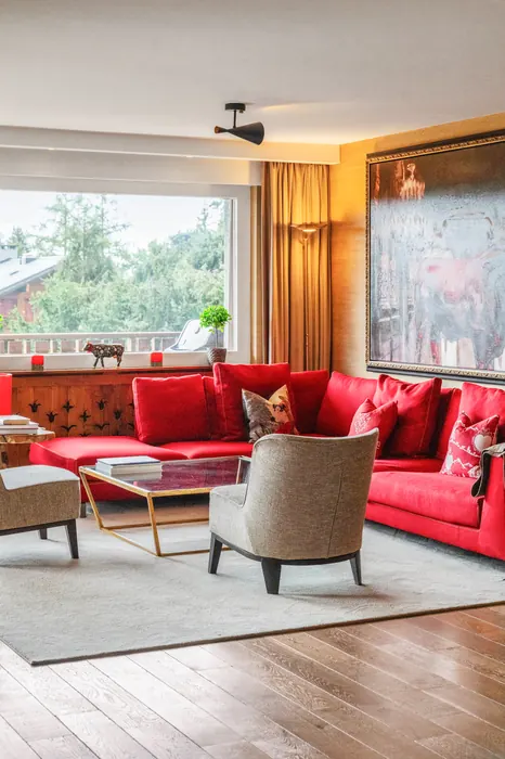 Salon luxe appartement Crans-Montana — Linda Photography
